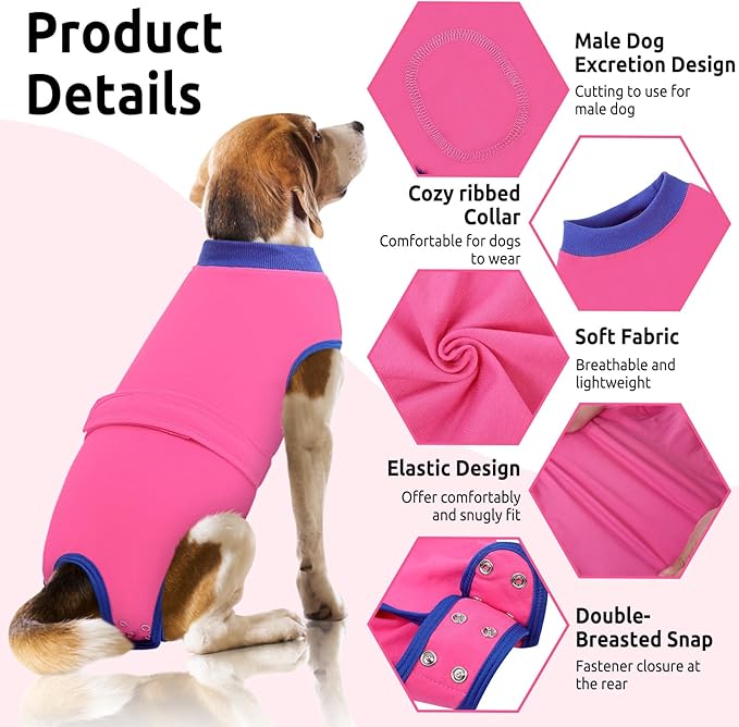 Queenmore Recovery Suit for Dogs Cats After Surgery,Dog Surgical Recovery Suit Onesie,Anti Licking Pet Female Spayed Neutered Puppy Surgical Clothes for Abdominal Wounds, Substitute E-Collar & Cone
