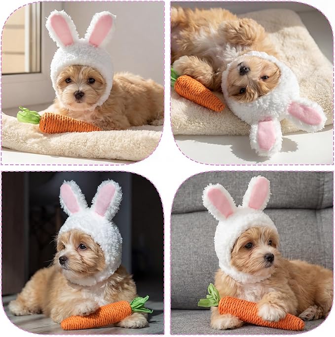 Cat Easter Bunny Ears Small Dogs Easter Rabbit Ear Costume Pet Cats Bunnys Rabbit Hat with Ear Pet Accessory Bunny Ears for Cats Cute Headwear Easters Pets Party Costume for Cat Puppy