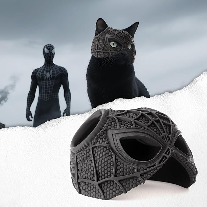 Yipintang Cat Bat Mask Halloween Costumes Accessories for Cats, Cat Bat Cosplay Apparel (Medium, Black Spider)