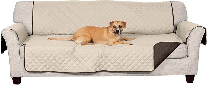 Furhaven Water-Resistant & Reversible Large Sofa/Couch Cover Protector for Dogs, Cats, & Children - Two-Tone Pinsonic Quilted Living Room Furniture Cover - Espresso/Clay, Large Sofa