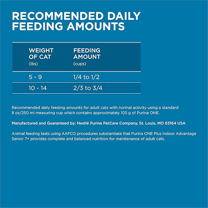 Purina ONE High Protein, Natural Senior Dry Cat Food, Indoor Advantage Senior+ - 16 lb. Bag