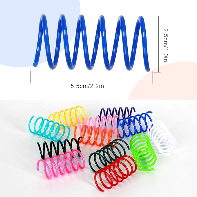 Cat Spring Toys 84 Pack 12 Colors, Cat Spiral Spring Colorful Plastic Coils for Indoor Cats Kitten Swatting, Biting, Hunting