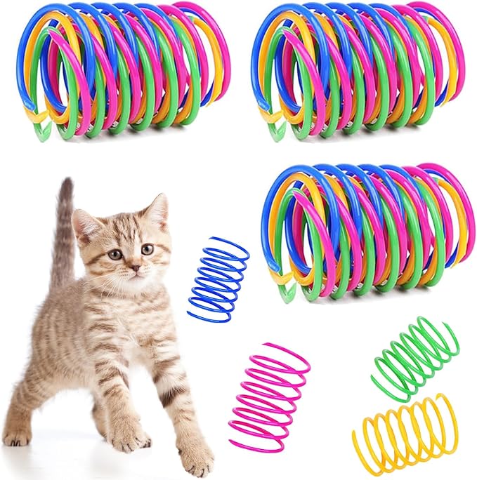 Cat Spring Toys, Bouncy Coil Kitty Cats Spiral Spring Toy for Indoor Cats Heavy Interactive Cat Toys Springy Chew Toys Springs Cat Toy for Biting Entertainment kitten toys (12pcs cat spring toy)