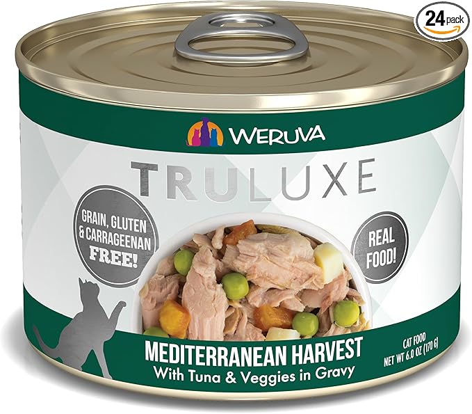 Weruva TruLuxe Cat Food, Mediterranean Harvest with Tuna Whole Meat & Veggies in Gravy, 6oz (Pack of 24)