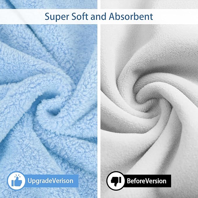 Pet Bathrobe Towel Dog Cat Drying Coat Super Absorbent Cute Dogs Bath Towel Hooded Robe Adjustable Collar & Belly Strap for XSmall to XLarge Pets (Blue, X-Small)