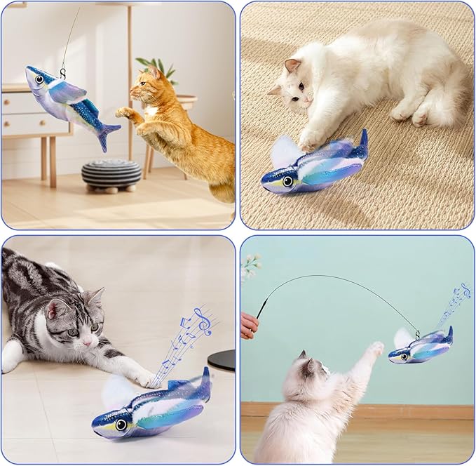 Esoes Flappy Fish Cat Toy – Interactive Flapping & Chirping Fish Toy for Cats (No Flying), Interactive Cat Exercise Toys for All Breeds Cat Kicker Catnip Toys