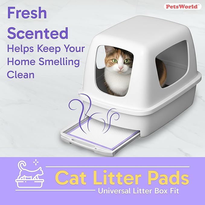 PETSWORLD Fresh Scented Cat Pads Refills for Tidy Cats Breeze Litter System 200 Pads for Cat Litter Box, 16.9x11.4 Inch