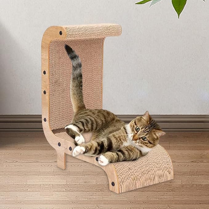 L Shaped Cat Scratcher Cardboard Cat Scratching Board Cat Sleeping Bed Grinding Paws Lounge Bed Vertical Cat Scratch Pad, Style B