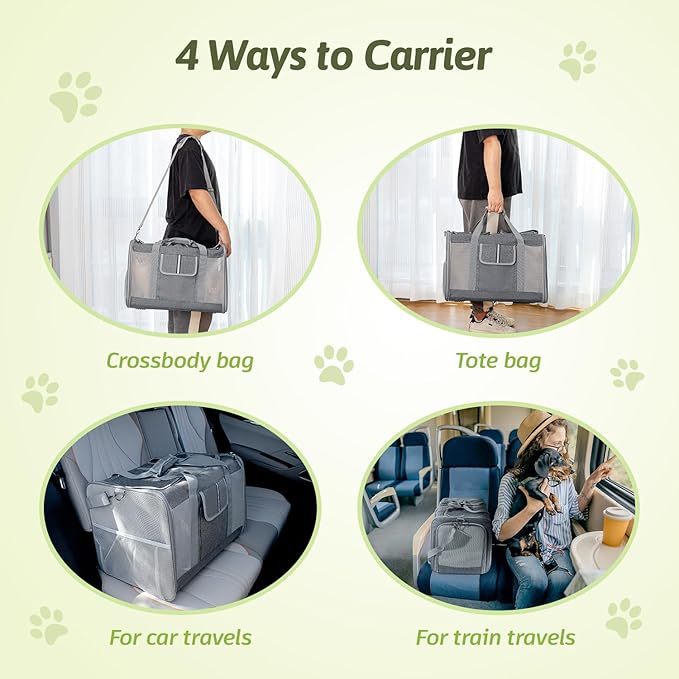 Sedioso Large Cat Carrier for 2 Cats, 21.7X 13.8X 13.8in Pet Carrier for Cat and Dog Up to 38lbs, All-Sided Mesh Cat Carriers with Great Ventilation, Portable Soft Sided Pet Carriers for Traveling