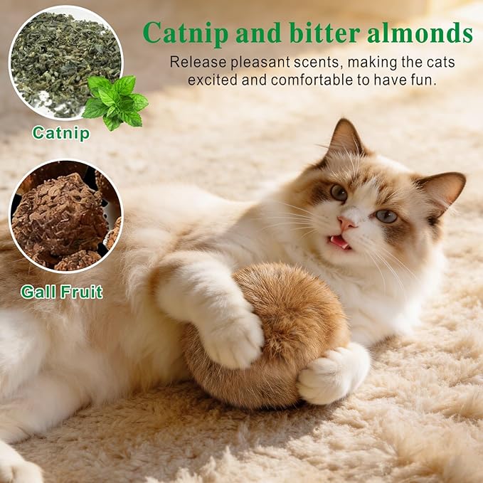 Catnip Cat Toys 5 Pack Interactive Chew Kitten Ball Cat Catnip Toys for Indoor Cats Exercise Cat nip Toy to Stimulate Play & Reduce Boredom