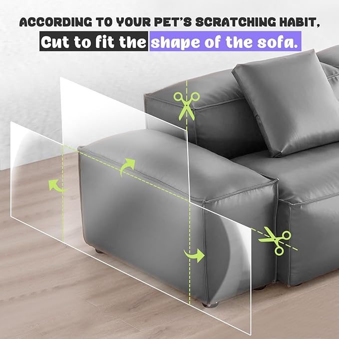 JINVOGREEN Cat Scratch Furniture Protector, 2 Pack 196.8" x 11.8" Couch Protector from Cat Claws, Thickened Transparent Self-Adhesive Furniture Protectors for Couch Protection from Cat Scratching