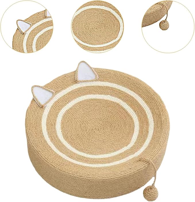 Cat Scratching Board Sisal Oval Scratcher Lounge Bed Antislip Resistant Pad Comfortable Rest Suitable for Indoor Furniture 40cmx