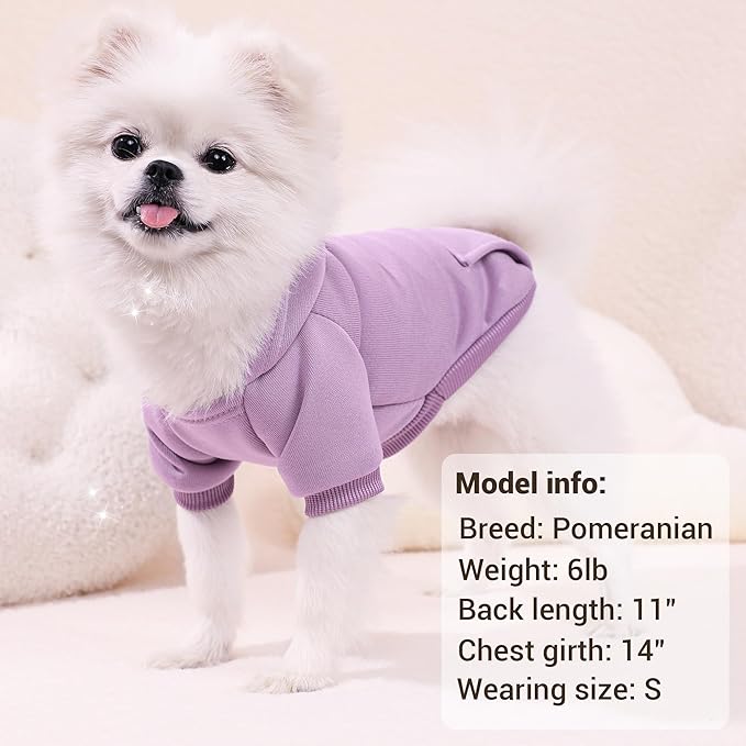 Pet Hoodie Dog Sweater for Small Dogs Girl Boy, Winter Puppy Sweatshirts with Pockets Hood, Warm Fleece Lined Dog Clothes Chihuahua Coat Clothing Puppy Cat Custume, X-Small