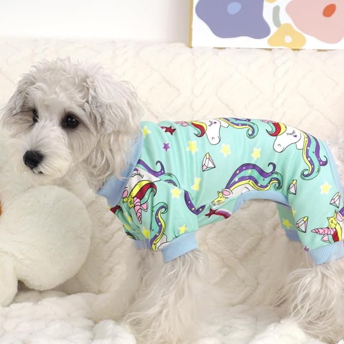 XPUDAC Dog Pajamas for Small Medium Dogs, Strechy Soft Dog Clothes for Dogs Girl Boy Pet Jumpsuit, Cat Onesie-S