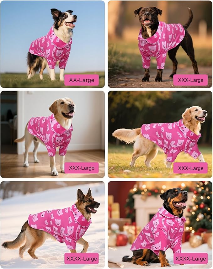 CuteBone Two-Leg Velvet Pet Pajamas Girl Dog Clothes - Soft, Cozy, and Stretchy Boy Pjs for Medium, Large Dogs and Cats Winter Sleepwear Apparel LTP02XXL