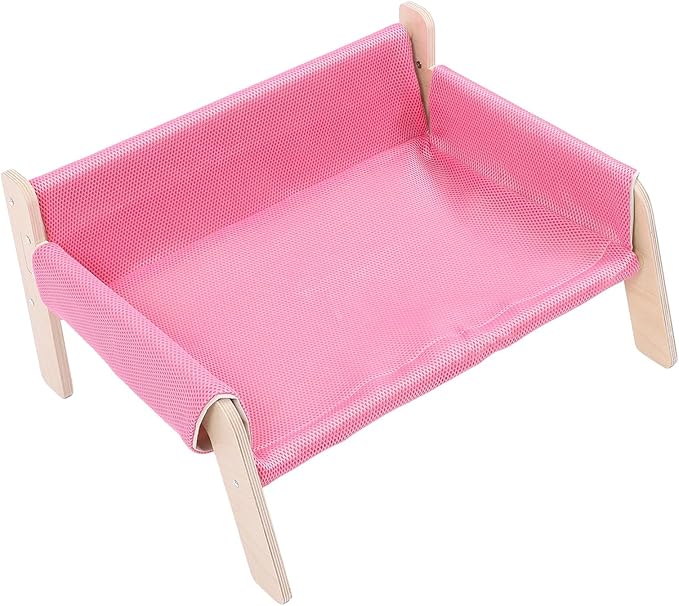 Cat Hammock, High Strength Pine Wood Minimalist Design Elevated Multifunctional Cat Furniture, Elevated Bed with for Cats Kittens and Puppies (Pink)