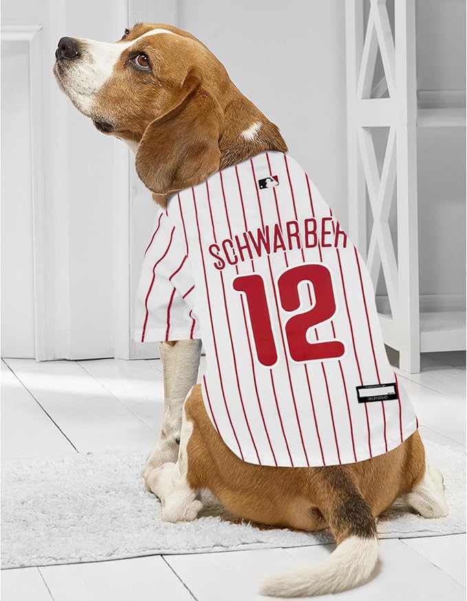 Pets First MLBPA Kyle Schwarber Player Jersey #12 Pet Jersey - MLB Philadelphia Phillies Mesh Players, Size Large