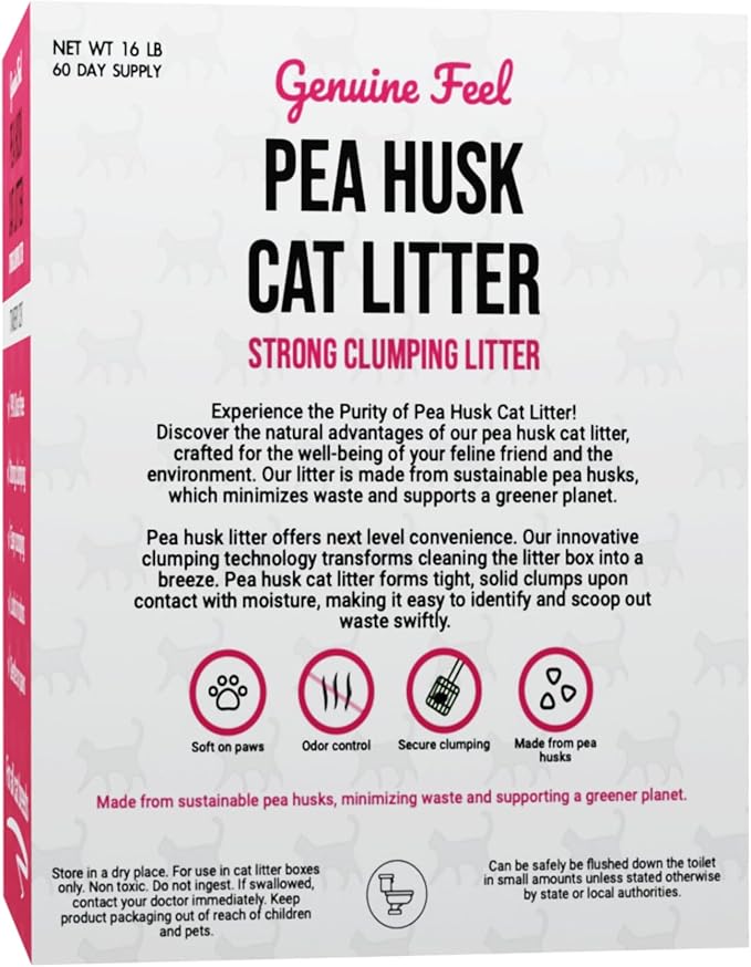 Premium Pea Husk Scented Cat Litter for Happy and Healthy Cats. (Strawberry)(15 lbs)