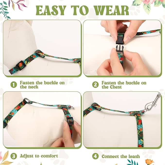 2 Pack Cat Harness and Leash Set - Escape Proof Adjustable Cat Harness, Outdoor Travel Harness for Cats & Kittens