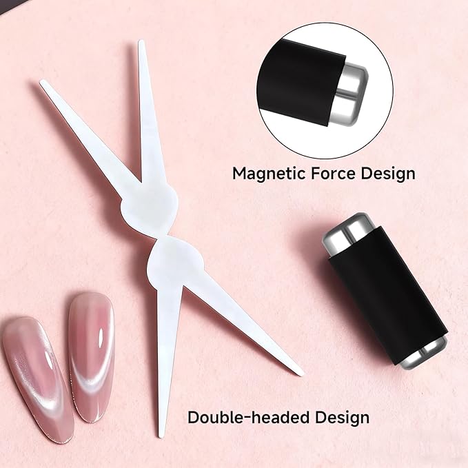 4Pcs Cat Eye Magnet Set, Scissor-shaped Nail Magnet Tool, 2 in 1 Cat Eye Nail Magnet for French Effect, Cat Eye Gel Nail Polish Magnet for Nail Art DIY Home, Studio, Salon