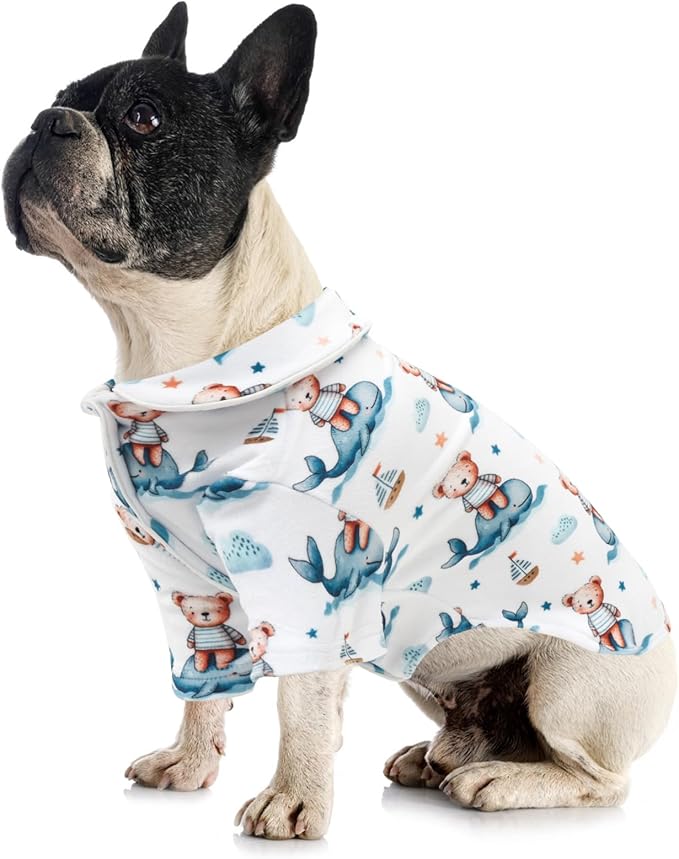CuteBone Two-Leg Velvet Pet Pajamas Girl Dog Clothes - Soft, Cozy, and Stretchy Boy Pjs for Small, Medium Dogs and Cats Winter Sleepwear Apparel LTP18M