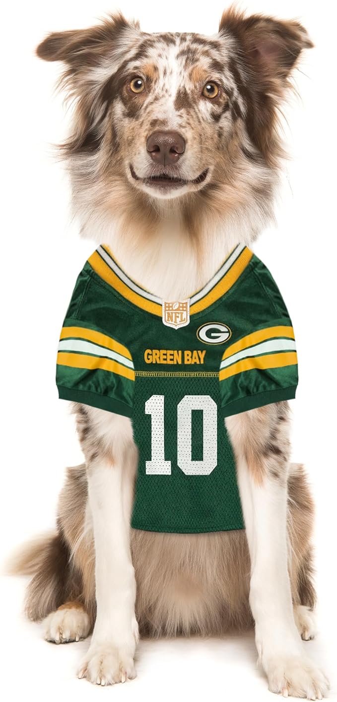 NFLPA Jordan Love PET Jersey, NFL Dog Shirt, Size Medium, Green Bay Packers Mesh Jersey for Dogs