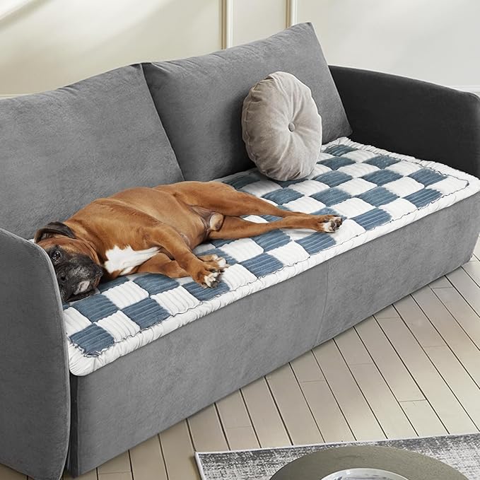 FUNYKICH Dog Couch Cover Protector(27.6 x 70.9 Inch), Soft Couch Cushion for Dogs Washable, Non Slip Pet Couch Covers for Sofa, Blue-Grey