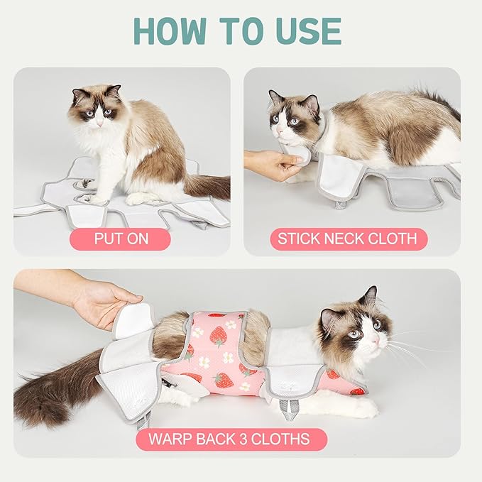 Supet Cat Grooming Hammock Harness for Nail Trimming, Cat Grooming Hanging Sling for Nail Clipping, Pet Restraint Holder for Cutting Nails, Medicine, Ear & Teeth Cleaning, Eye Care (Strawberry L)