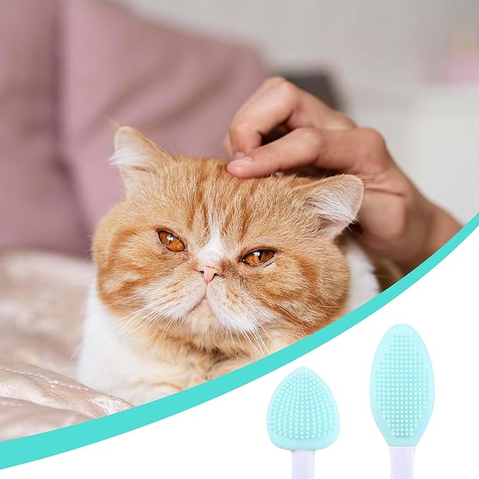 JJUNW 4Pcs Cat Acne Brush Set, Chin Treatment, Black Seed Exfoliating Brush, Dual Sided Silicone Brush for Chin Acne and Blackhead Exfoliation