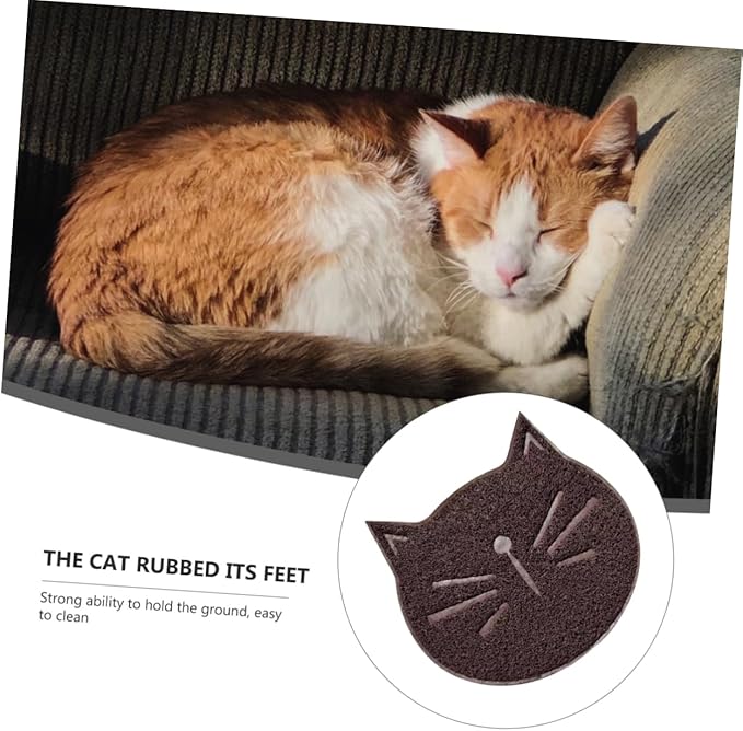 IMIKEYA 1pc Cat Litter Mat Non- Grinding Cushion Cat Pattern and Gentle Material Splash Design for Easy Cleaning Brown