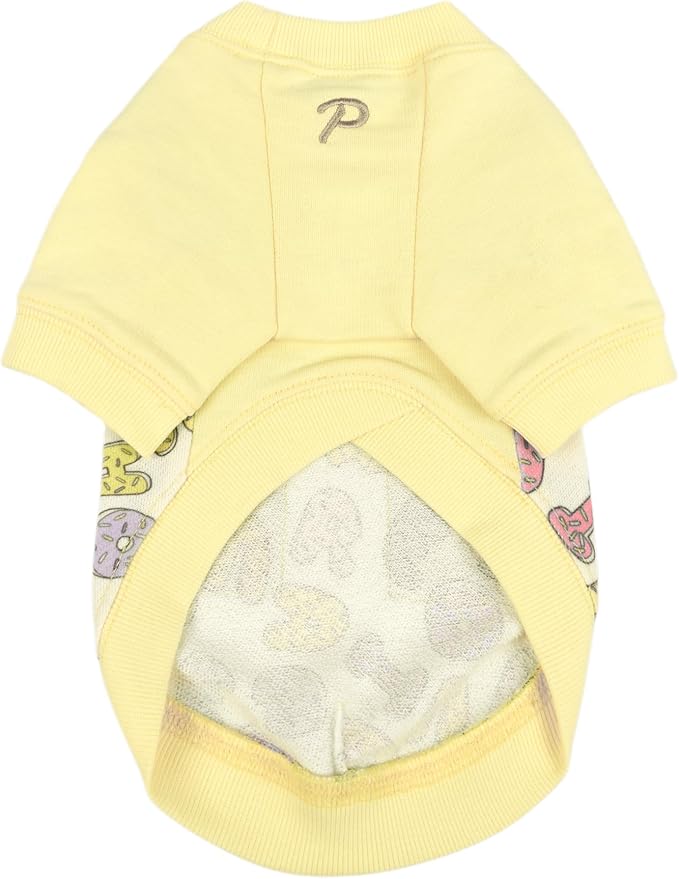 Puppia Maisy Dog Shirt Round NeckTrendy Fashionable Cute Dog Apparel for Small and Medium Dogs, Light Yellow, Large