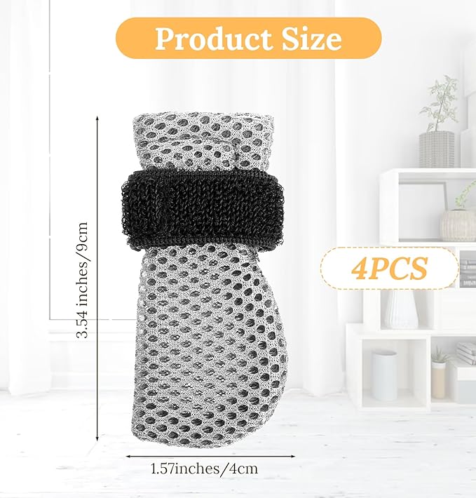4 Pcs Cat Boots Anti Scratch Mittens Gloves Adjustable Cat Claw Protectors Foot Covers Mesh Breathable Cats Shoes to Prevent Scratching for Pet Bathing Feeding Cutting Nail Trimming