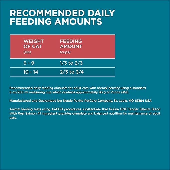 Purina ONE Natural Dry Cat Food, Tender Selects Blend with Real Salmon - 22 lb. Bag