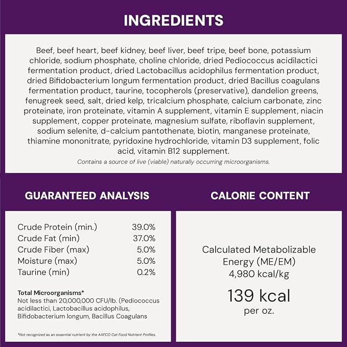 Stella & Chewy's Freeze-Dried Raw Cat Dinner Morsels - Premium Beef Recipe with 98% Grass-Fed Meat & Organs - Natural Grain-Free Cat & Kitten Food - Made in USA - 8 oz
