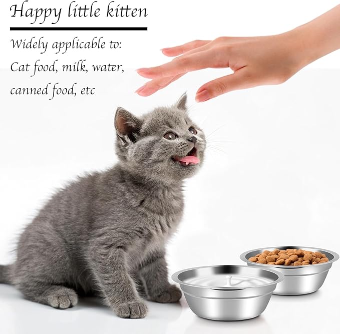 Stainless Steel Cat Bowls, 20 Pcs Cat Food Bowls Cats Feeding Dishes, Whisker Fatigue Cats Bowls Small Pet Bowls for Dogs Cats and Other Small Animals, 5.5 Inch