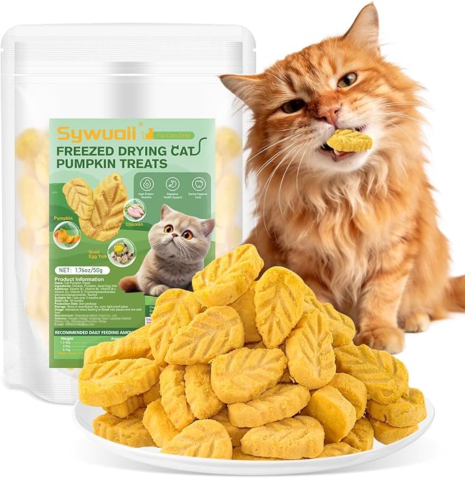 50g Pumpkin Cat Treats, Chicken Cat Treats for Digestive Support and Teeth Cleaning, Edible Kitten Snack