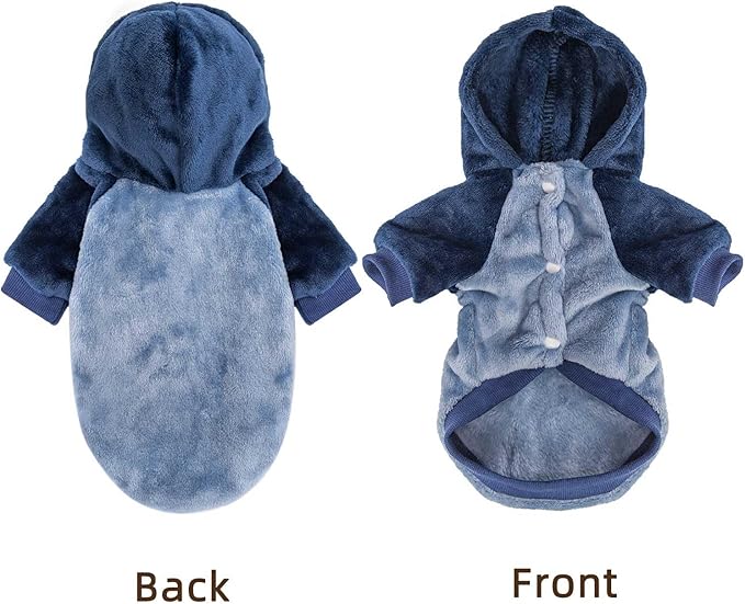 FabriCastle Dog Hoodie Sweater for Small Dogs Boy and Girl, Small Dog Clothes XS XXS Puppy Sweatshirt, Pet Outfit, Cat Clothing Super Soft Warm Snap On Closure (Blue-Navy, X-Large)