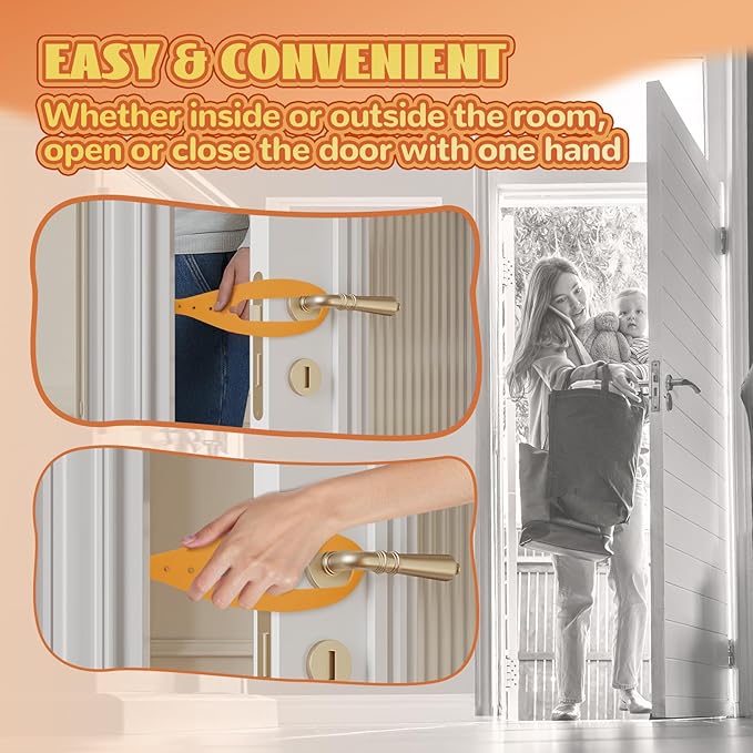 TGIOW Cat Door Latch, 1 Pcs Cat Door Stopper Pet Door Latch to Keep Dog Out of Litter Box and Food, Door Prop for Cat with 5 Adjustable Size Strap 2.5-6" Wide, No Measuring, Easy to Install, Yellow