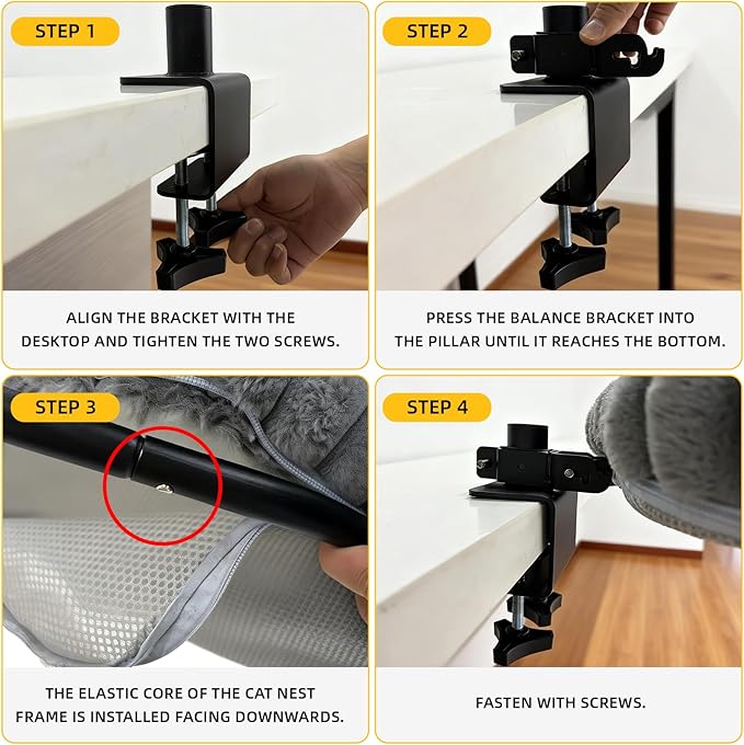 20"x16" Rotatable Foldable Cat Desk Bed - 2 Detachable Washable Mats for Desk Cat Bed, Double Screw Reinforced Support, 50LBS Bearing Capacity | Cat Desk Hammock for Home Office & Gaming Desks