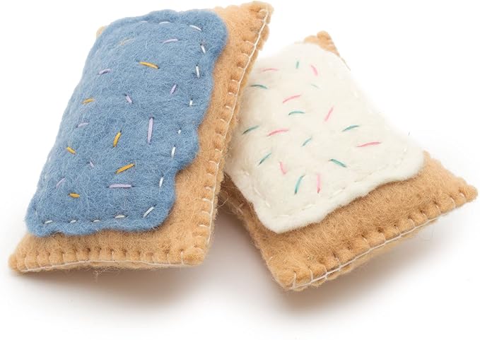 Glaciart One Wool Pop Tart Cat Toy Set with Catnip (2PCS) | for Interaction & Boredom Relief, Encourages Cats to Exercise & Play | Filled w/Organic Catnip to Help Sooth or Reduce Anxiety