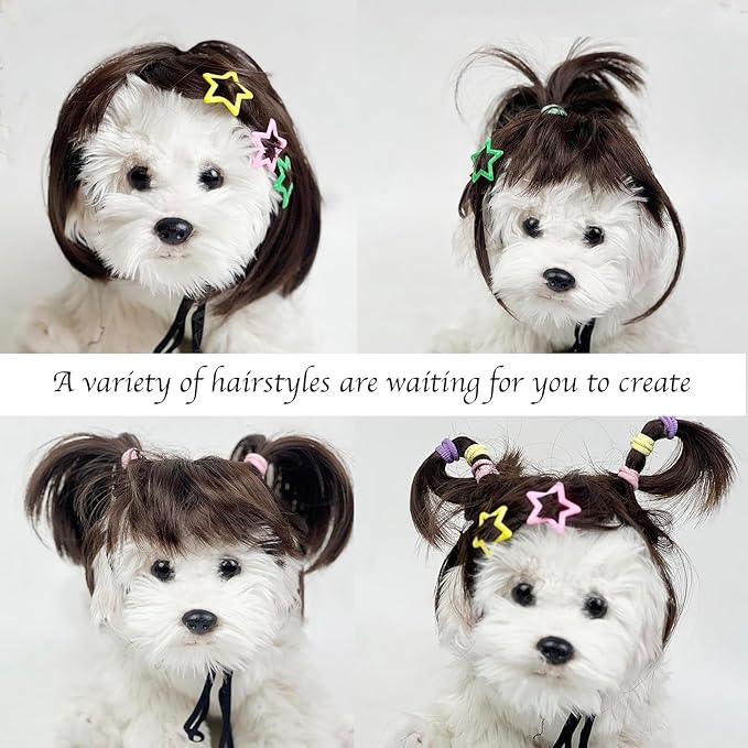 Popular Human-Style Hair Wigs Funny Pet Wig – DIY Haircut & Adjustable Fit – Cat & Dog Costume for Halloween, Party, Photo Shoots – Fits 5kg-50kg Pets
