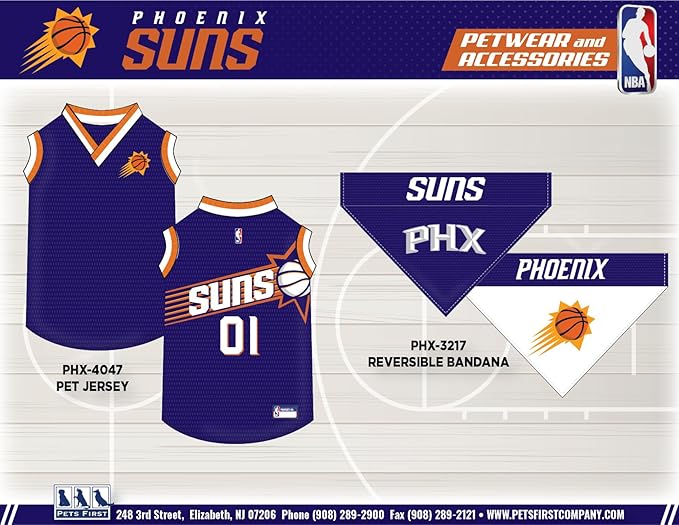 Pets First NBA Pheonix Suns Dog Jersey, X-Large - Tank Top Basketball Pet Jersey
