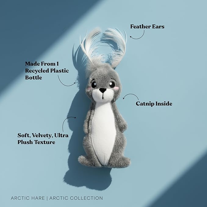 Cat Toys |Plush Arctic Hare Stuffed Animal for Cats | Eco Friendly Interactive Cat Toys for Indoor Cats