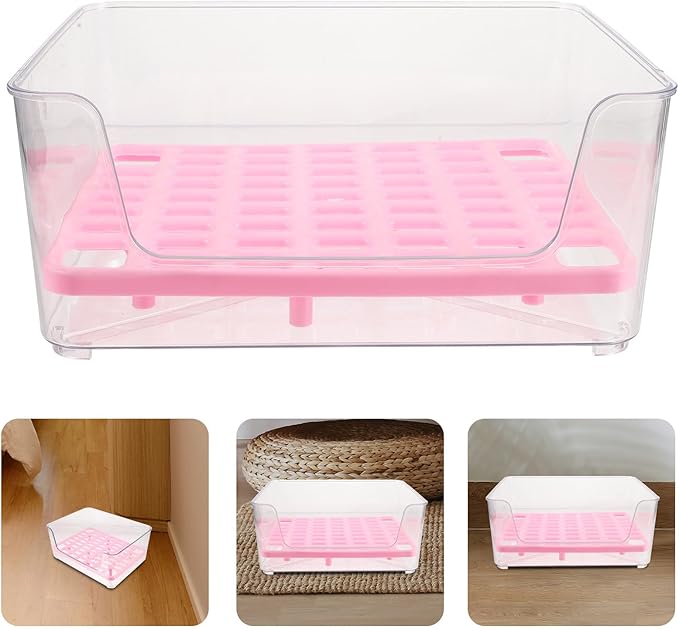 Luxshiny Portable Cat Litter Box Anti-Splash Acrylic Raised Medium Pet Toilet Tray for Kitten Housebreaking and Travel