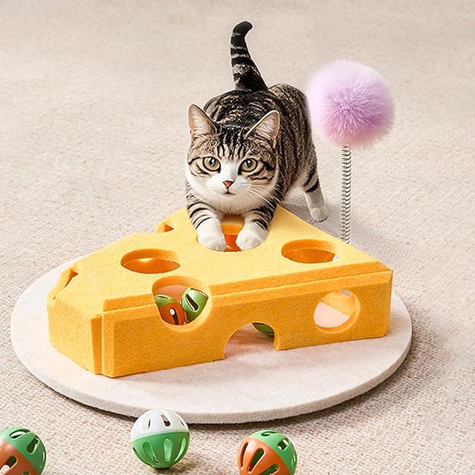 Interactive Cat Toy Puzzle Toys for Indoor Cats Felt Cat Scratcher Kitten Toys Pet Cat Games Self-Play Fun Exercise for Bored Adult Cats Encourages Hunting Instincts