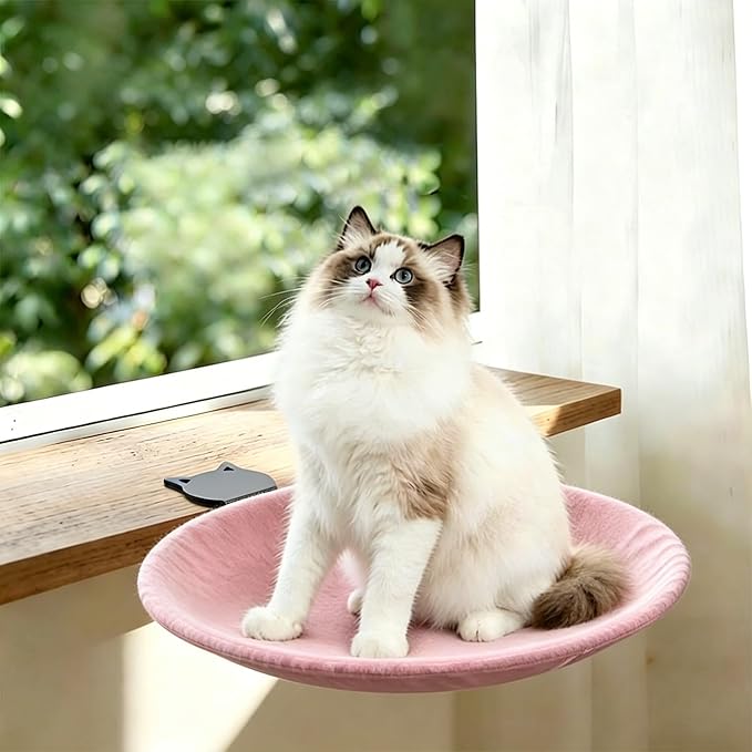 Adjustable Cat Desk Bed,Cats Hammock with Steel Clamp,Removable Faux Rabbit Plush Cover,Modern Indoor Cat Nest Furniture,Washable Hanging Cats Bed for Office Desks and Game Tables (Pink1)