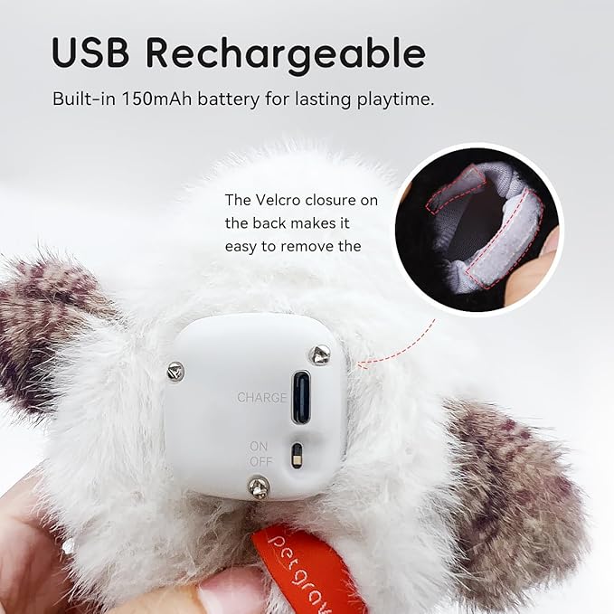 Petgravity Flapping Bird Cat Toy (No Flying), Lifelike Cuckoo Chirp Tweet Kitten Toy, Rechargeable Touch Activated Cat Toy Interactive Catnip Toy Exercise Toys for All Breeds 5.1" (Gray)