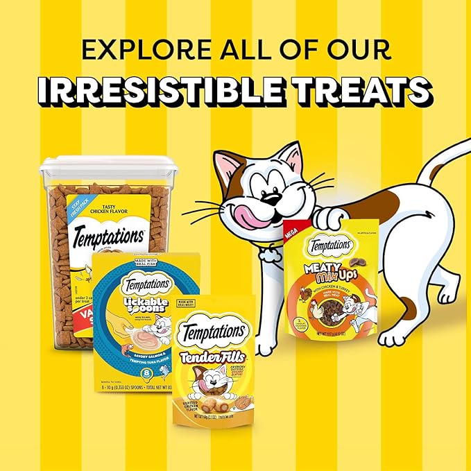 Temptations Lickable Spoons, Soft Lickable Cat Treats, Adult Wet Cat Treats, Variety Pack, 24 Spoons