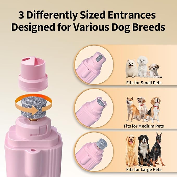 2-in-1 Dog & Cat Nail Clippers and Grinder with Light, Safety Guard, Painless Quiet Pet Nail Claw Trimmers, USB Rechargeable Pet Nail Trimmer, for Large Medium Small Dogs Cats Claw Trimmer, Pink