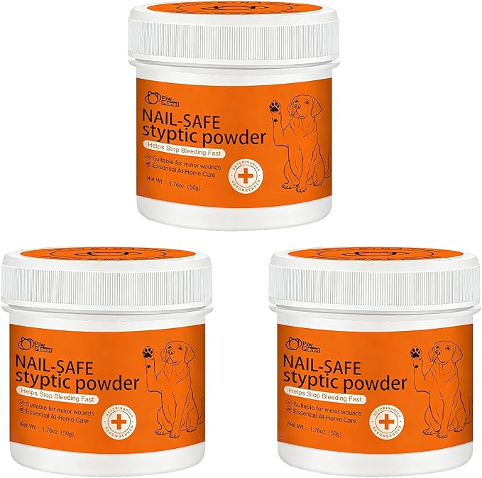 PAW PLANET Styptic Powder for Dogs & Cats -1.76oz Fast Acting Blood Stop Powder for Nail Clipping, Minor Cuts & Wing Clipping,Essential First Aid for Dark Nails (3-Pack)